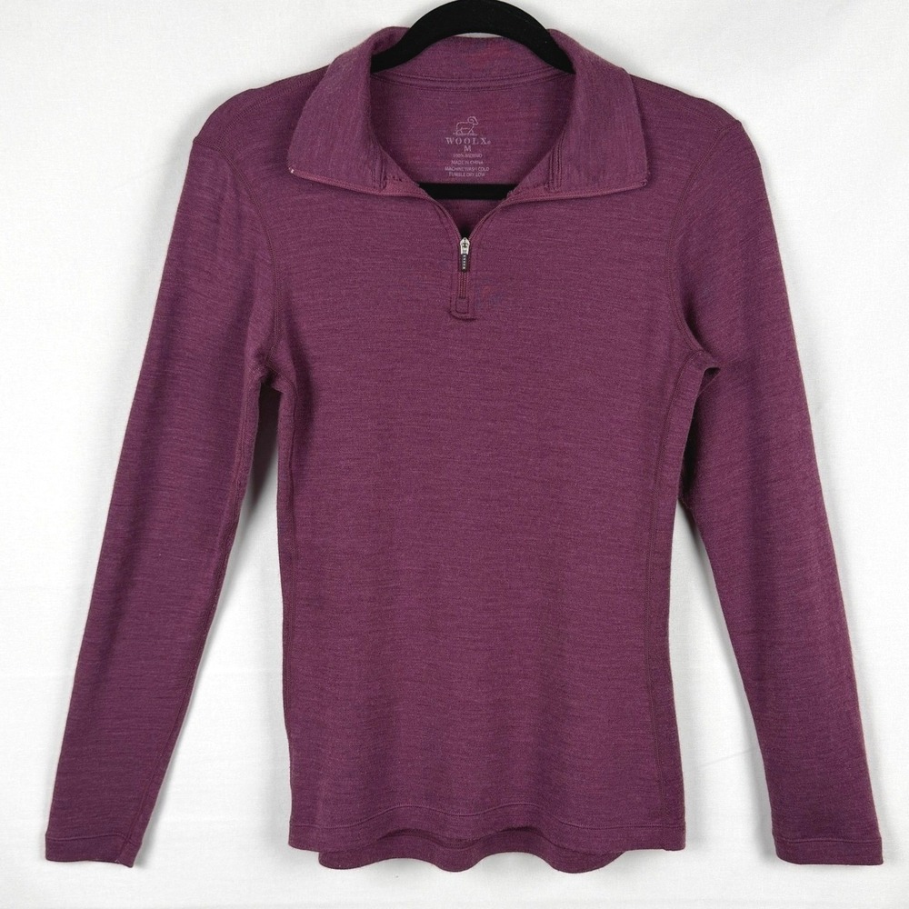 WOOLX Brooke 1/4 Zip Merino Wool Pullover Womens Size M Baselayer Top Gorpcore